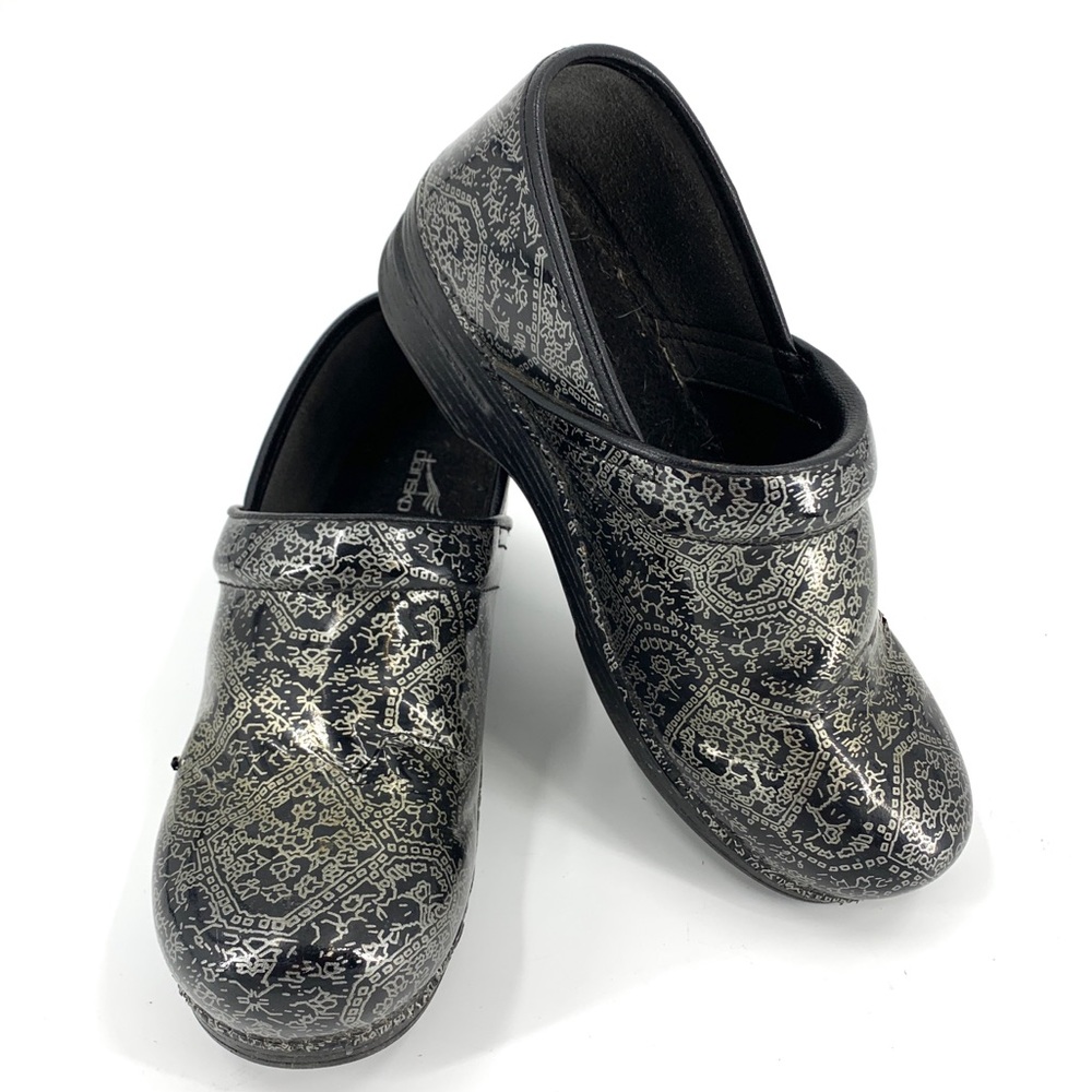 Dansko Metallic Black And Silver Clogs Size 42 - image 1